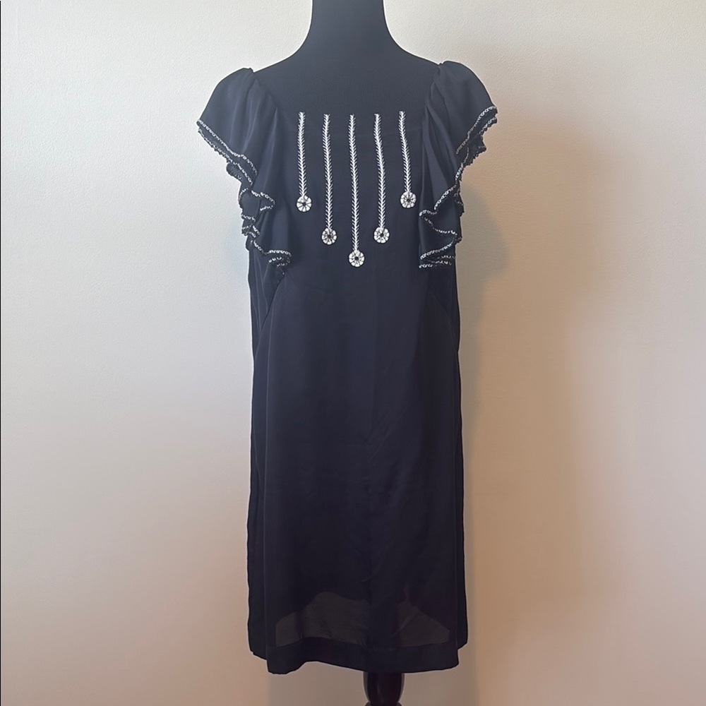 BCBGMaxAzria Embroidered Sheath Dress with Flutter Sleeves